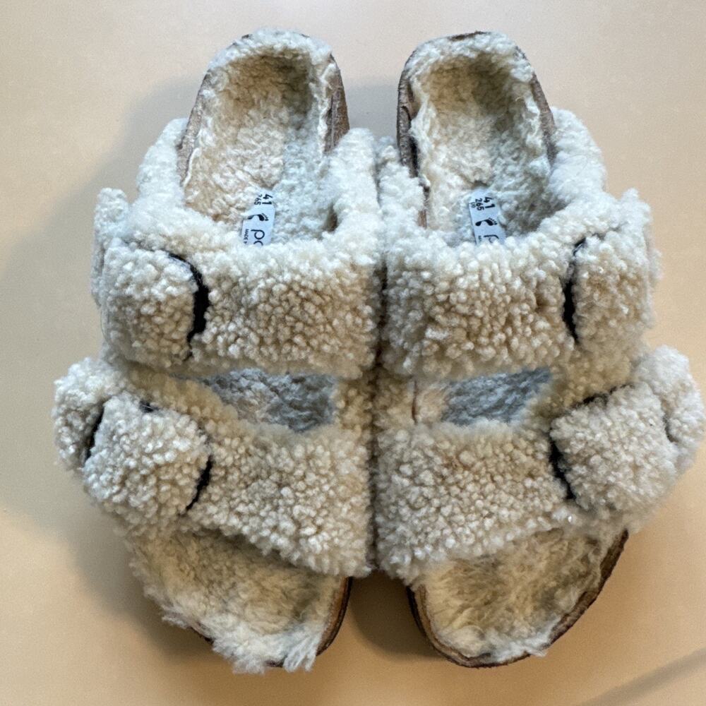 Papillio by Birkenstock Arizona Shearling Slides Size 41 (US 10-10.5) Tan